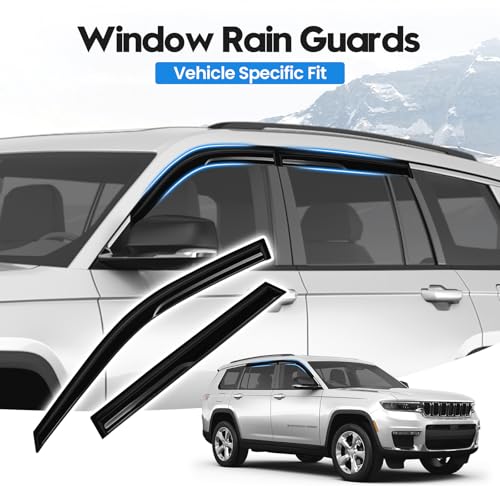 Image of Grand Cherokee Rain Guards - Window Visors for Jeep Grand Cherokee 2011-2021, Out-Channel Side Window Rain Guards for Grand Cherokee Accessories, 4PCS, Black, Car Accessories