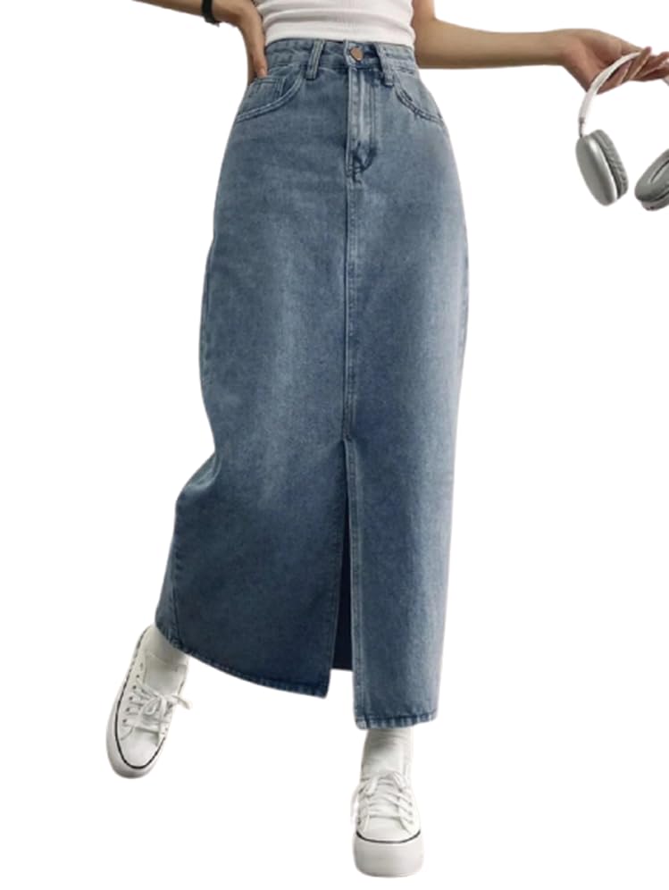 dolsia Woman Premium High Waisted Denim Skirt-picture-44