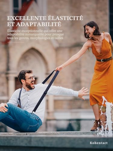 Kohentact Bretelles pour Hommes Extra Résistantes – 3,8 cm de Largeur, Portables Sous les Vêtements, 3 Passants à Boutons-Pression, Idéales pour Pantalons de Travail, Ski et Salopettes – vue 4