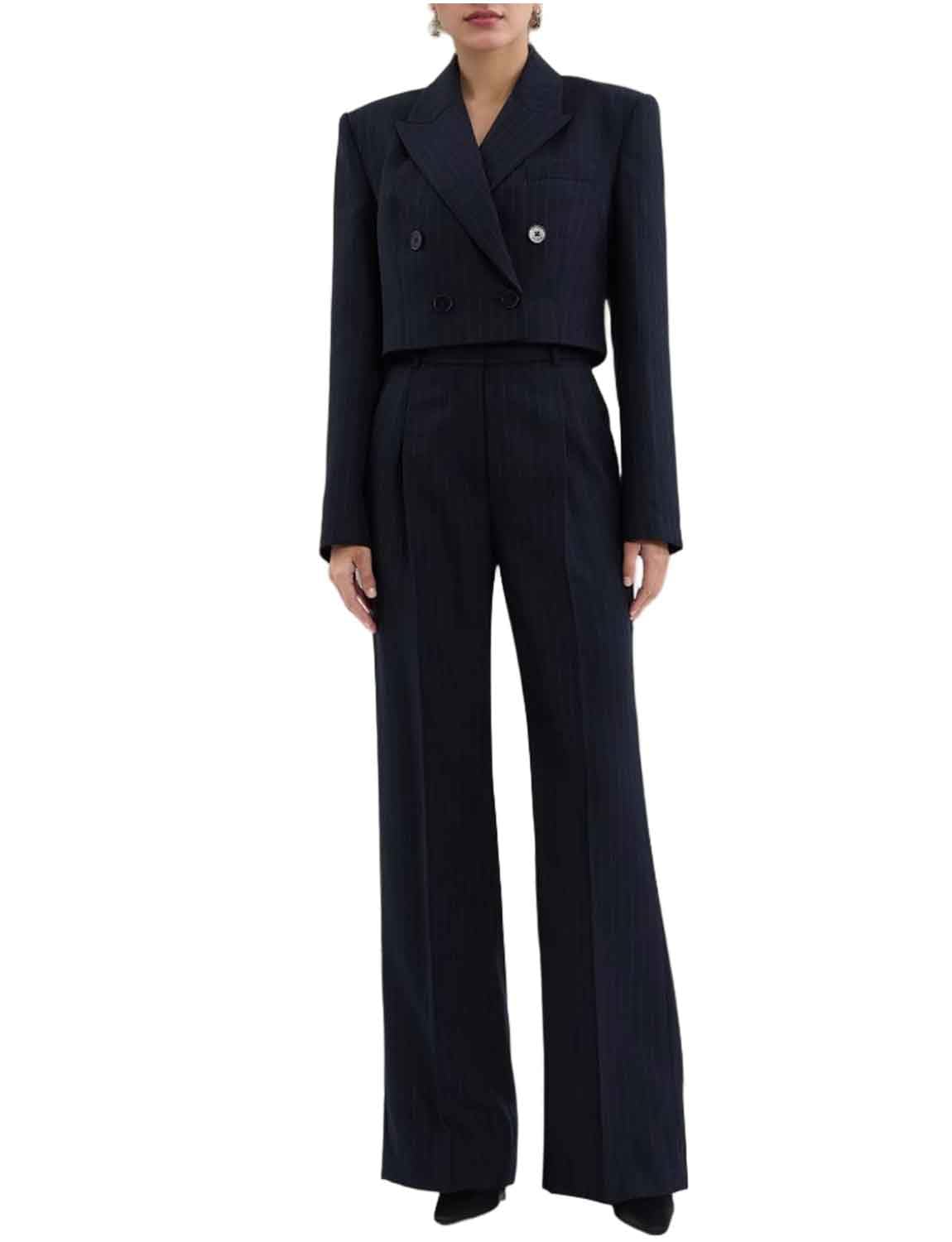 Womens Suit Stripe Jacket Pants Double Breasted Buttons Tuxedos for Christmas Banquet