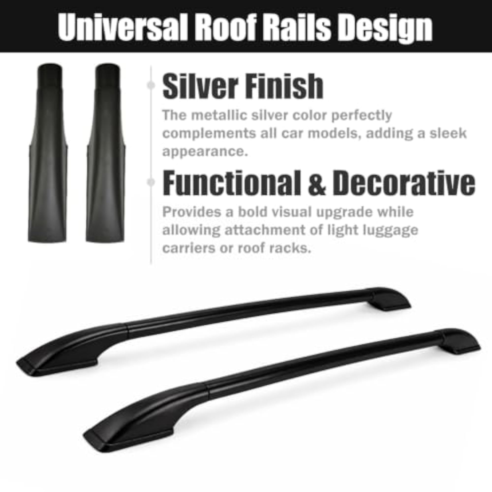 Universal Car Roof Rails, Metal + ABS Plastic Build