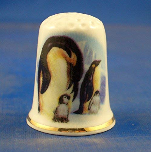 Porcelain China Collectable Thimble Penguin Family