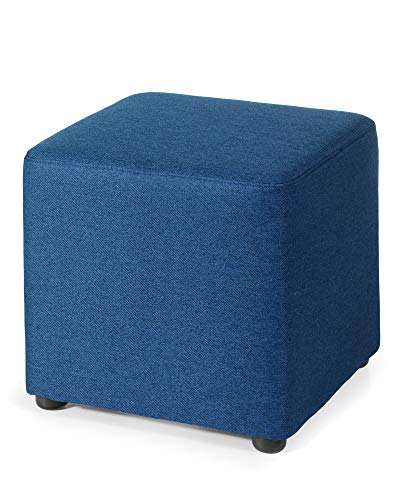 myHomery Hocker Oli u0096 Sitzwürfel modern mit Stoffbezug u0096 45x45x48 cm - Hochwertige Polsterung u0096 Navy Blau