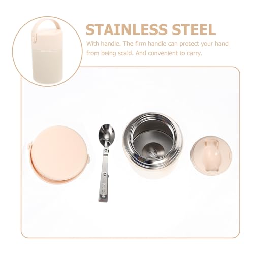 Recipiente térmico de acero inoxidable Veemoon 850 ml, termo de vacío hermético portátil beige 4