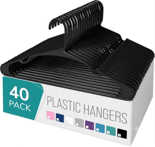 Image of Golden Bird Pack of 40 Premium Plastic Hanger Clothes Hangers for Hanging, Elevate Your Wardrobe Organization Space Saving Clothes Hangers for Wardrobe Ultra Slim Closet Hangers for Shirts,Pants