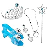 scarpe da principessa per cosplay, accessori per ragazze, include tacchi alti da principessa, corona, bacchetta, orecchini, collana, regali di compleanno per ragazze