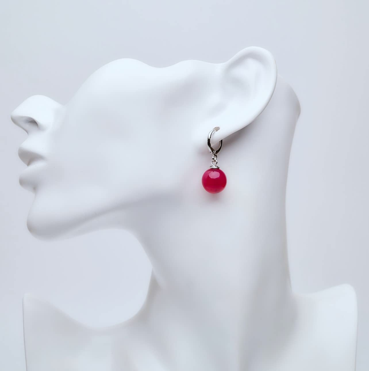 Boucles d'oreilles pendantes en pierres naturelles de 12 mm plaquées or - Boucles d'oreilles pierres de naissance