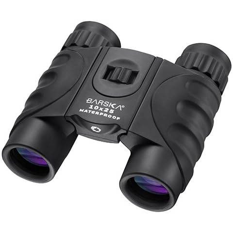 BARSKA AB12725 Blueline 10x25 Black Waterproof Compact Binoculars for Boating, Hunting, Fishing, Hiking, Events, Sports, etc Cover