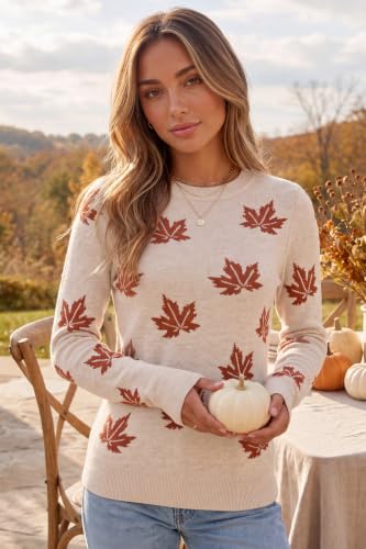 Image of Arach&Cloz Women's Wool Blend Classic Crew Neck Casual Fall Sweaters