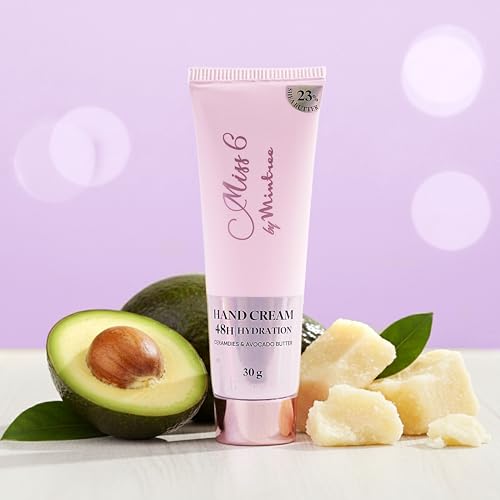 Image of Mintree Hand Cream for Women, Lightweight & Hydrating with Shea Butter, Avocado Butter, Ceramides & Squalane, Pink | 48 HR Moisture & Floral Scent | Non-Greasy, Suitable for All Skin Types, 30g
