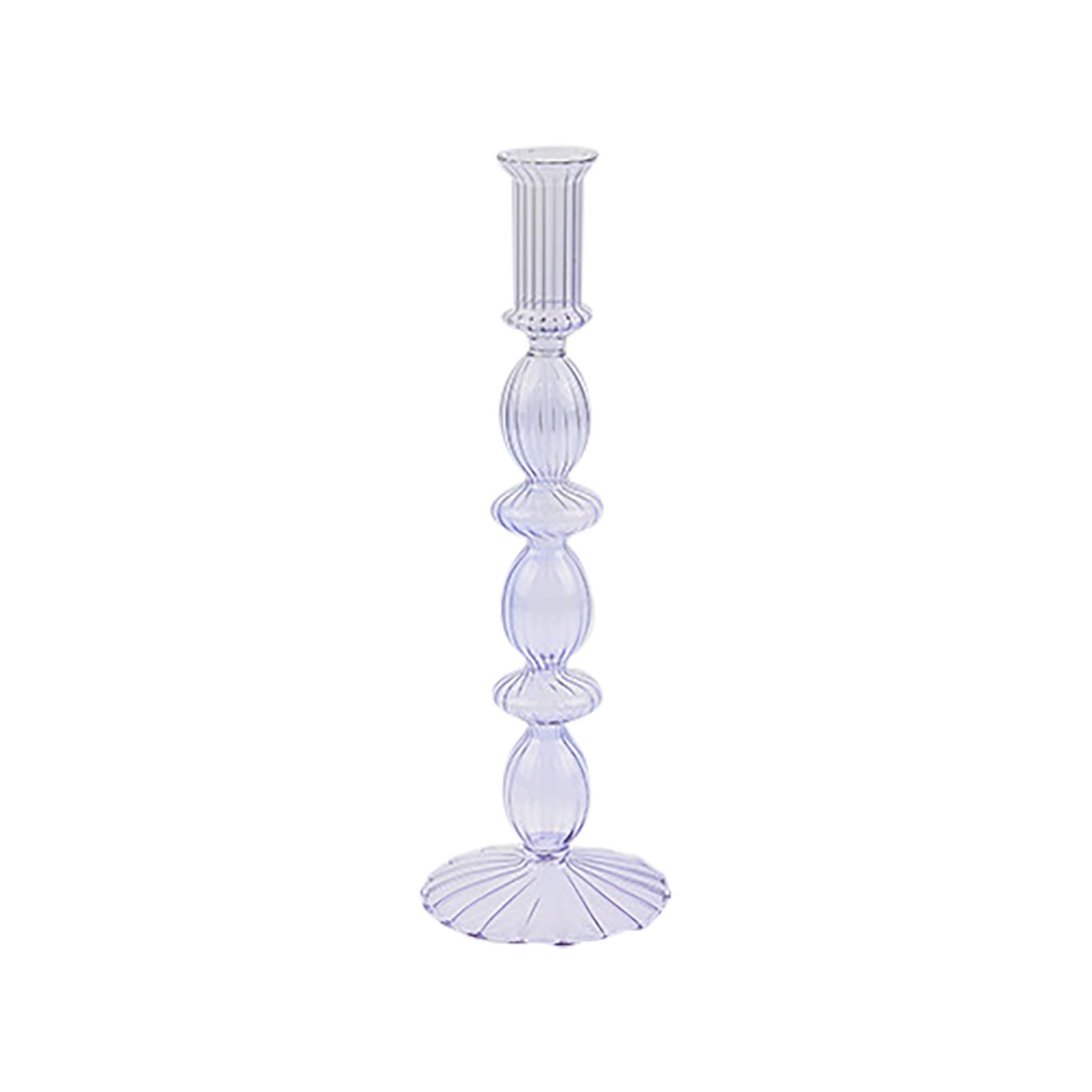 Candle Holder Artist Style Handmade Vase Exquisite Glass Candlestick Wedding Birthday Dinner Home Christmas Ball Decorations (Purple, A)