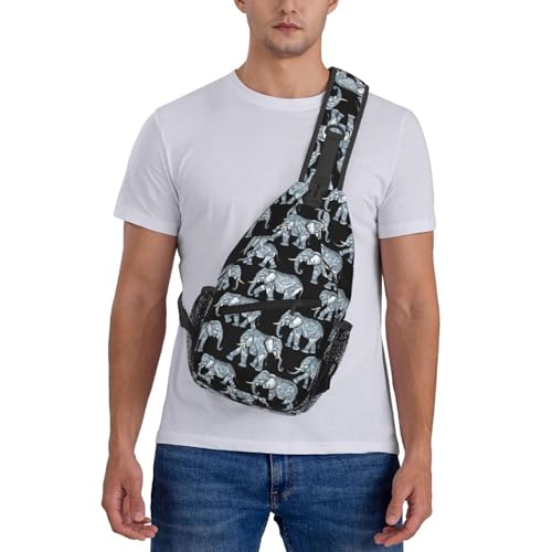 Bolso bandolera negro con estampado Elefante para viaje y senderismo miniatura 7
