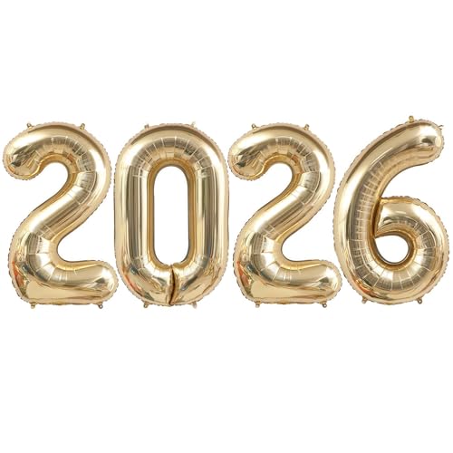Champagne Gold 2026 Balloons 40 Inch 2026 Number Balloon Foil New Year Balloon Numbers for New Years Eve Party Graduation Party Decoration