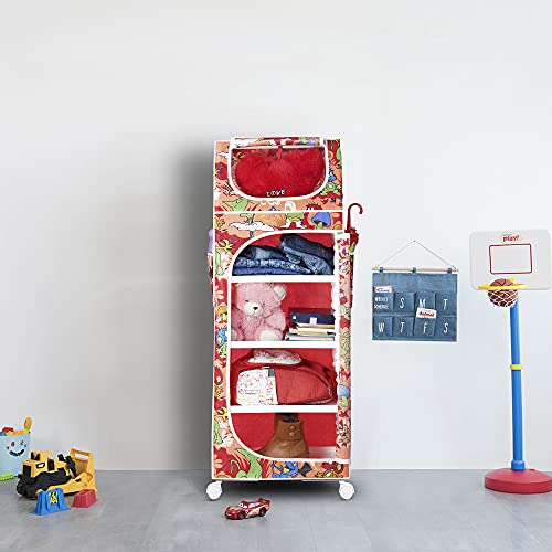 Image of Little One's | 5 Plastic Shelves Baby Wardrobe /Toy Organizer | Jungle Red | TB5 /AR