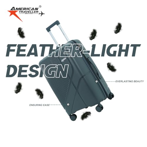 Image of AMERICAN TRAVELLER Poineer Trolley Bags | TSA Type Lock | Large Polypropylene Hardshell, Expandable, 8 Disc Wheels, TSA Type Lock