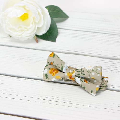 Spring Notion Boy's Cotton Floral Print Bow Tie and Pocket Squre Set2