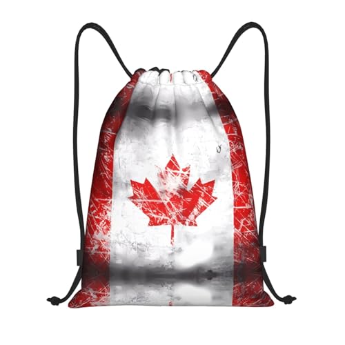 Small Drawstring Bag - Sport Retro Canada Flag Print Sackpack for Yoga, Dance, Travel, Hiking - Lightweight Storage