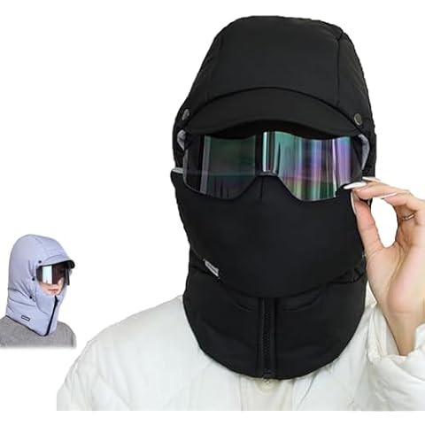liucocotos Windproof Full Cover Outdoor Riding Mask with Glasses, Patiyu Mask, Winter Windproof Full Cover Balaclava (Black,1PC) Cover