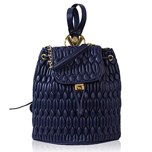 Valentino Orlandi Mochila grande para mujer  diseño italiano  color azul medianoche