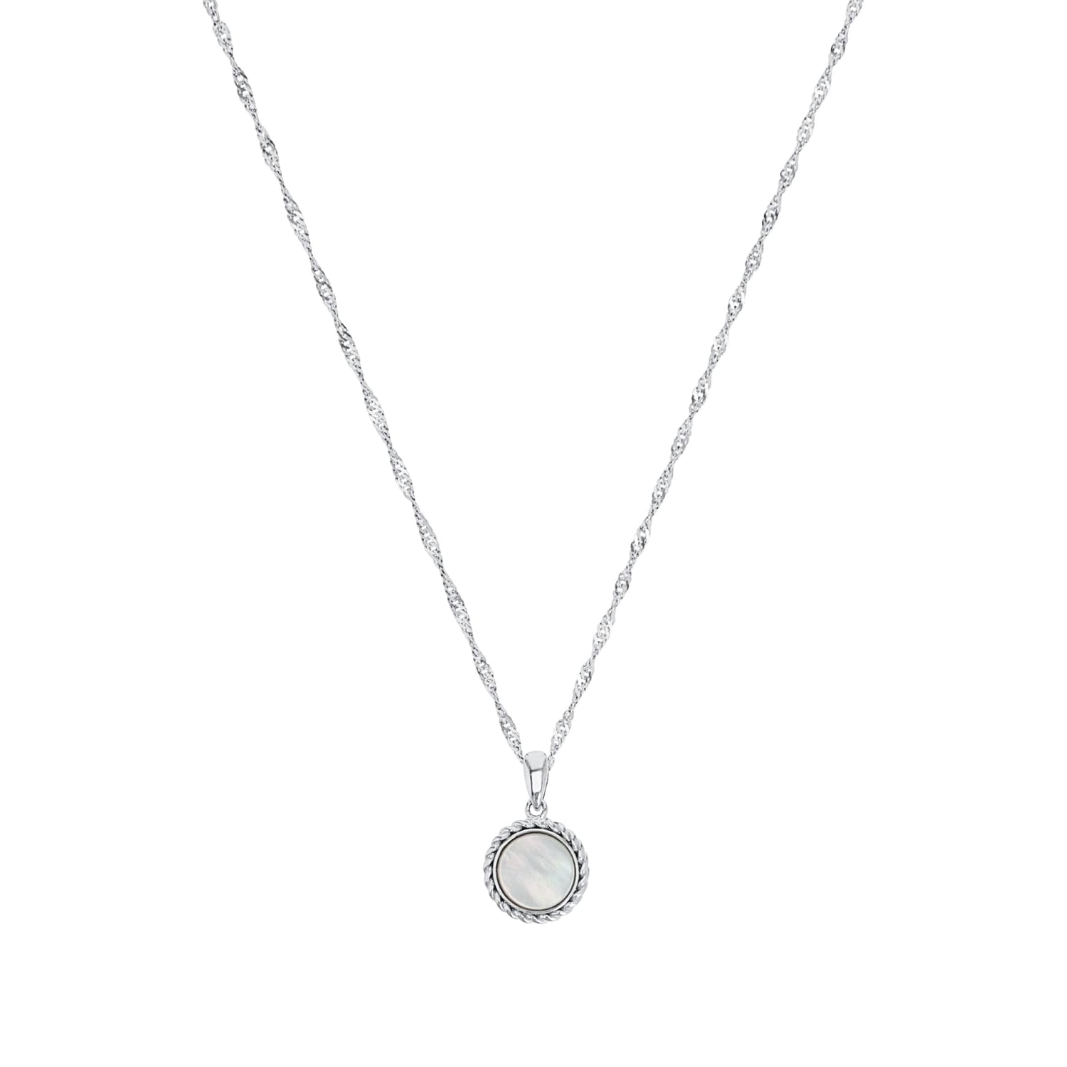 Amor Kette mit Anhänger 925 Sterling Silber Perlmutt Damen Sets, 42+3 cm, Silber, Kommt in Schmuck Geschenk Box, 2036016