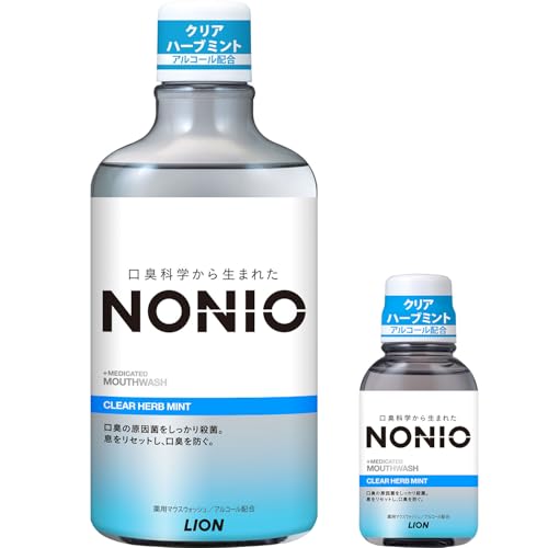 【Amazon.co.jp限定】NONIO(ノニオ) マウスウォッシュ クリアハーブミント 600ml +ミニリンス80ml付き [医薬部外品] 洗口液 口臭原因菌を殺菌 アルコール配合の商品画像（Amazon）