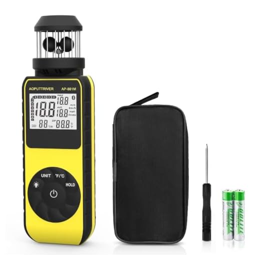 Digital Anemometer Handheld AP-881M Portable Anemometer with 360°Wind Directions Wind Cup Anemometer with Temp(℃/℉) Measuring Air Speed Air Volume for HVAC Vents, Boat Sailing, Shooting