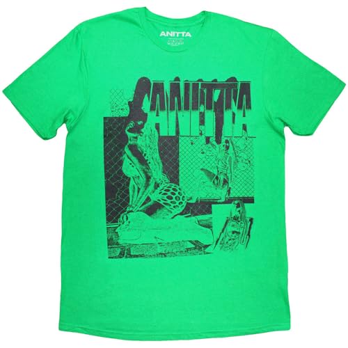 T-shirt Anitta Vert Collage en coton avec imprimé graphique résistant