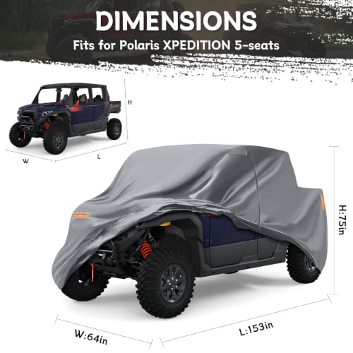 Image of Waterproof UTV Cover Compatible with Polaris Xpedition 5 Seats | 6 Layers All Weather Cover with Air Vents, Door Zipper and Windproof Buckles and Bands for Rain Snow Dust Protection