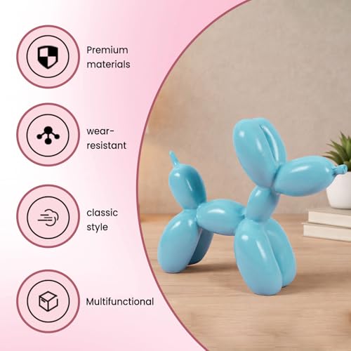 Estatua de perro globo de resina rosa para decoración miniatura 6