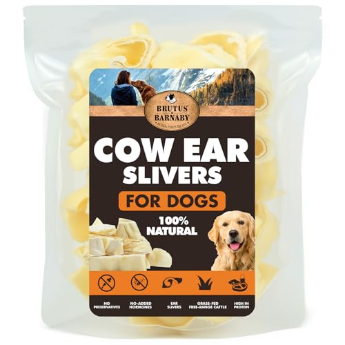 BRUTUS & BARNABY Cow Ears for Dogs Thick Cut Grass-Fed Angus Beef All-Natural No-Rawhide Dog Treat Alternative