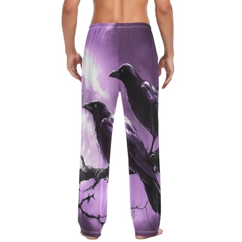 Ravens Moon Gothic Men's Pajama Bottoms Lounge Pajama Pants Sleep Bottoms with Pockets for Men S2