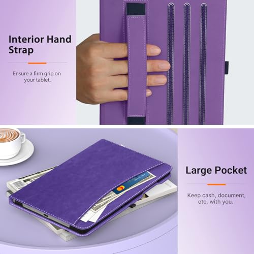 Image of MoKo Case for Samsung Galaxy Tab A9 Plus 11 Inch 2023, Purple Violet | PU Leather Case for Samsung Tablet with Hand Strap and a Front Pocket, Auto Wake /Sleep, 2 Angles, Magnetic Stand Cover