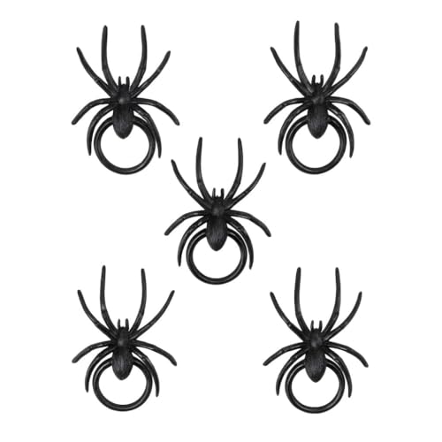 Oasis Supply 144 Black Spider Ring Cupcake Toppers – Halloween Party Favors, Food-Safe Plastic Rings, Reusable Cupcake Decorations, Costume Accessories & Table Décor, 1.5