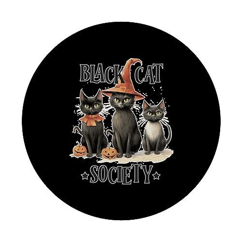 Cat Society Spooky Halloween Creepy Ghostly Black Design PopSockets Swappable PopGrip - Image 3