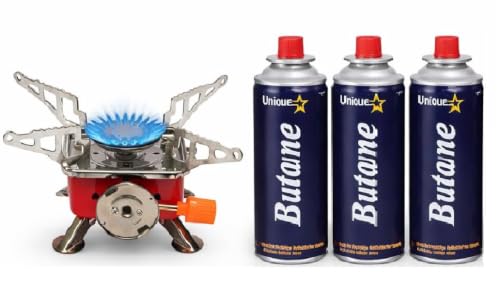 Image of Portable Butane Gas Burner /Stove For Camping. (Stove with three can)