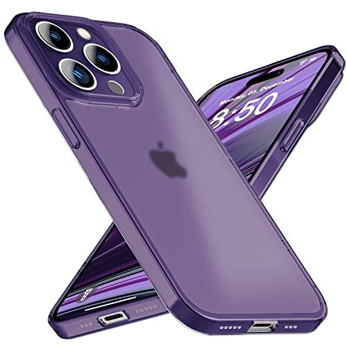 NALIA Étui Ultra-Fin Compatible avec iPhone 14 Pro Max Coque, Translucide 0,3mm Mince Mat Semi-Transparent Anti-Empreintes Léger, Housse de Protection Rigide Anti-Choc Ultra-Slim Coq, Couleur:Lilas Cover