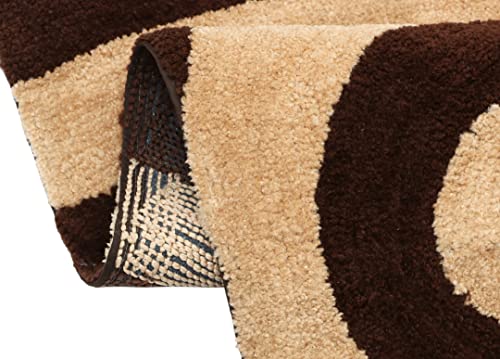 Image of THE HOME TALK Modern Polyester Area Rugs | Carpets for Living Room, Kitchen, Kid's Room, Bedroom | Microfiber Polyester Rugs | Shaggy Floor Carpet | Anti Skid Store (Beige and Brown, 50 x 150 cm)