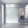 WOODBRIDGE Frameless Sliding Shower door, 56"-60" Width, 76" Height, 3/8" (10 mm) Clear Tempered Glass, Finish, Designed for Smooth Door Closing. Matte Black