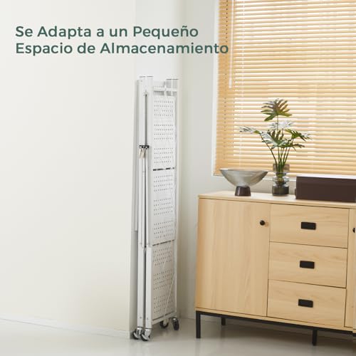 DEANIC Estantes de Almacenamiento Plegables, 4 Niveles de Metal para Almacenamiento, 61 x 116 x 28 cm, estantes esquineros de Cocina con Ruedas, estantes de despensa, estantería para Sala de Estar, - imagen 5