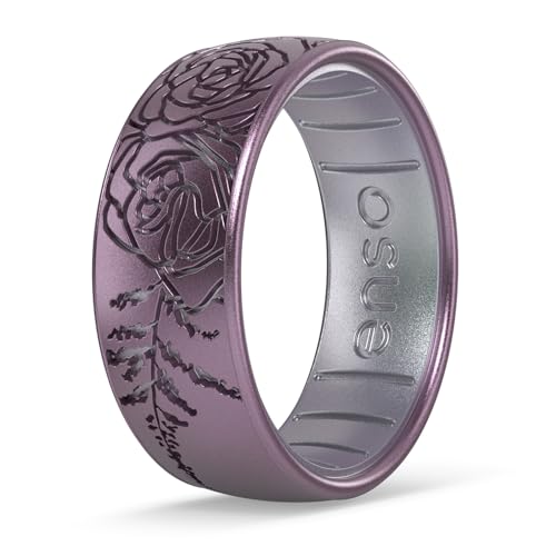 Enso Rings Etched Classic Silicone Rings - Etched Floral Collection - Comfortable and Flexible Design