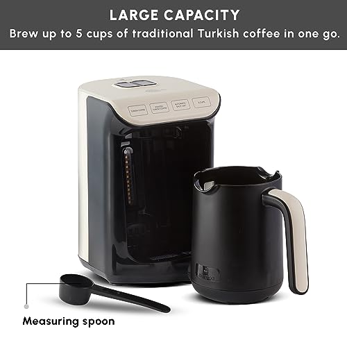 KARACA Hatır Köz Turkish Coffee Machine for 5 People, 535W, Fully Automatic, Simple & Traditional Turkish Coffee Maker, Cream - Image 4