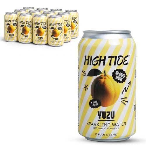 High Tide Yuzu Sparkling Water, No Added Sugar, 12 Fl Oz