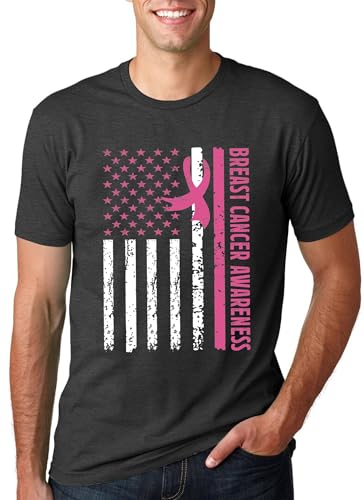 Breast Cancer Shirts for Men: Pink Ribbon Awareness T-Shirt Cancer Fighter Tee Pink October Short Sleeve Tops2
