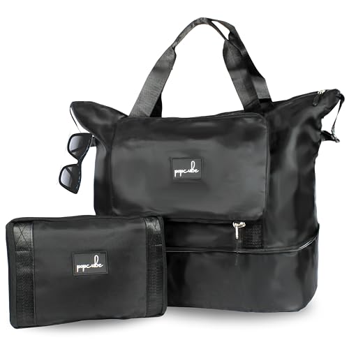 Image of Premium Foldable Duffle Bag for Travel for Women-Folding Bags for Travelling-Travel Bag for Women-Multipurpose Foldable Bags for Travelling. (Style 1, Black)