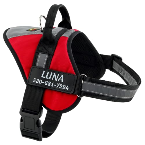 Personalized No Pull Dog Harness with Name and Phone Number,Adjustable Soft Padded Dog Vest, Reflective No-Choke Pet Harness with Easy Control Handle for Small, Medium and Large Dogs,Red,S Personalized No Pull Dog Harness with Name and Phone Number,Adjustable Soft Padded Dog Vest, Reflective No-Choke Pet Harness with Easy Control Handle for Small, Medium and Large Dogs,Red,S