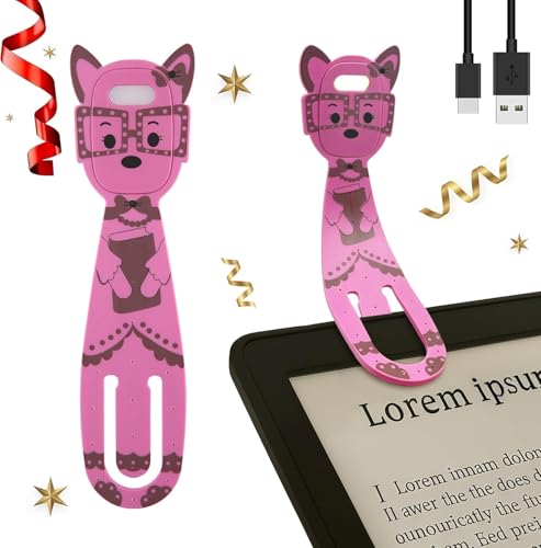 Hoxutym Rechargeable Kids Book Light Cute Bookmark Reading Light for Kids Dimmable Portable LED Book Light for Reading in Bed Eye-Caring Bedtime Reading Lamp for Children & Travel Pink