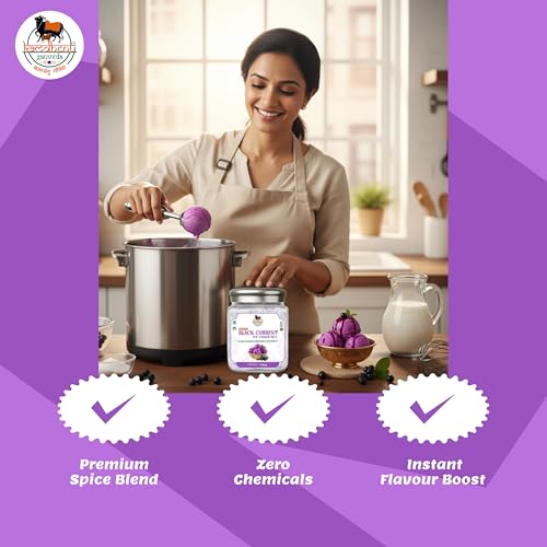 Image of Kamdhenu Gauveda Black Currant Ice Cream Mix Powder 150g - Instant Homemade Blackcurrant Ice Cream Premix | No Machine Needed | Eggless & 100% Vegetarian | Makes 500ml+ Soft Serve & Frozen Dessert