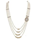 Lucky Jewellery Designer Wedding Multi Strand White Color Dulha Har Layered Pearl Maharaja Haar Groom Necklace Set for Men (594-M6DM-1012-W)