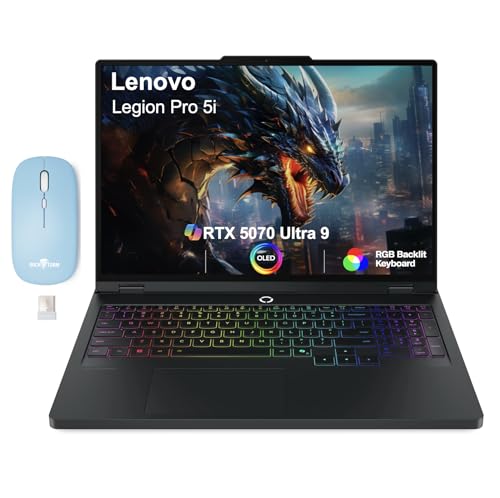 Image of Lenovo Legion Pro 5i AI Gaming Laptop 16.0 inch 165Hz OLED WQXGA Display (Intel Ultra 9-275HX, GeForce RTX 5070 8GB, 64GB DDR5, 2TB PCIe SSD, RGB KB, Win 11 Home) w /Dockztorm Wireless Mouse