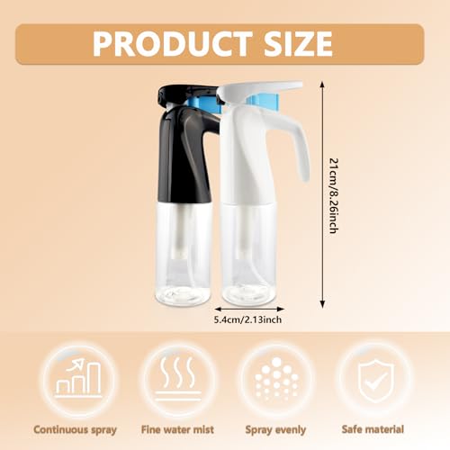 2Pcs Spray Bottles,Ultra Fine Mist Sprayer,Water Spray Bottle For Hair Styling,Cleaning,Plants & Skin Care,Continuous Spray Bottle(200ml/6.8oz)2